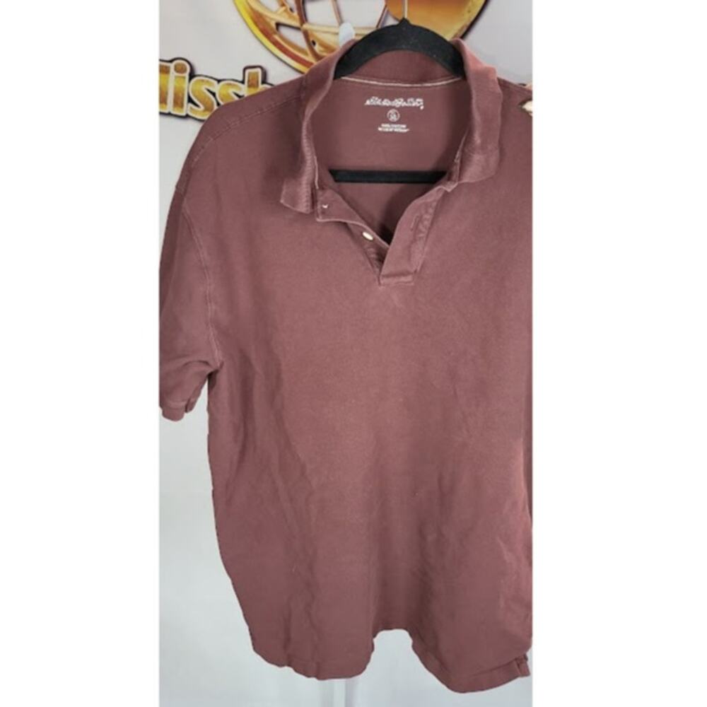 Eddie Bauer Maroon Short Sleeve Cotton Polo Shirt Size XL - Picture 4 of 5